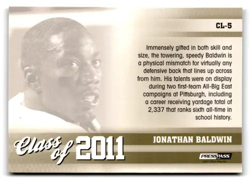 2011 Press Pass Class of 2011 CL5 Jonathan Baldwin football card NM-MT