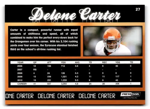 2011 Press Pass Reflectors Blue #27 Delone Carter NM Near Mint ID:73592 - Football Card Single