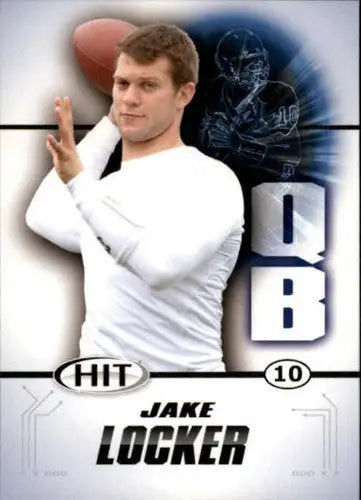 2011 SAGE Hit Jake Locker football trading card with original gloss and NM-MT condition