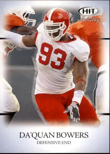 Football player in uniform from 2011 SAGE Hit Da’Quan Bowers NM-MT card with original gloss