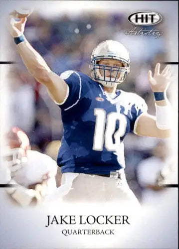 Original gloss football trading card of Jake Locker from Sage Hit 2011 SAGE Hit series