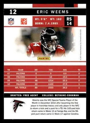 2011 Score #12 Eric Weems - Football Card Single
