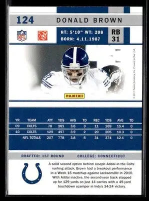 2011 Score #124 Donald Brown Scorecard - Football Card Single