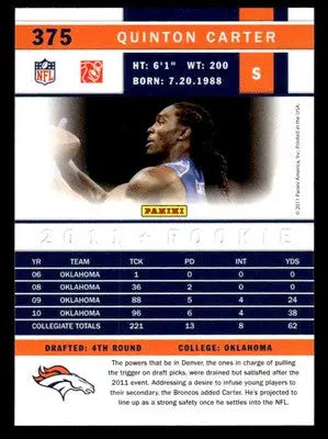 2011 Score #375 Quinton Carter - Football Card Single