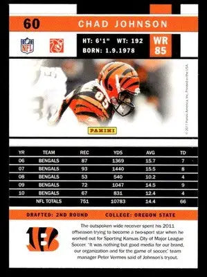 2011 Score #60 Chad Johnson Scorecard - Football Card Single