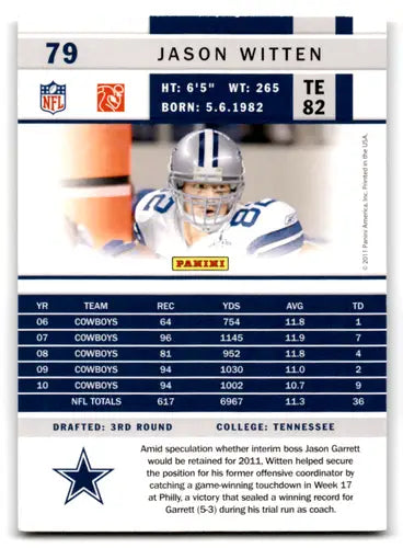 2011 Score #79 Jason Witten NM Near Mint Cowboys ID:82033 - Football Card Single