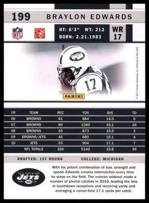 2011 Score Base Braylon Edwards New York Jets 199 - Football Card Single