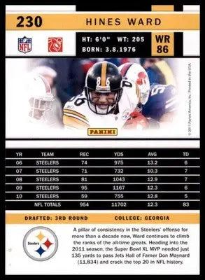 2011 Score Base Hines Ward Pittsburgh Steelers 230 - Football Card Single