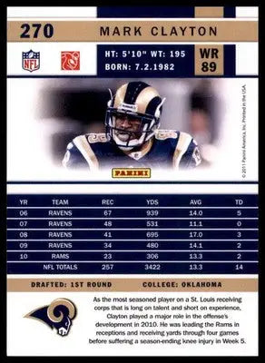 2011 Score Base Mark Clayton St Louis Rams 270 - Football Card Single