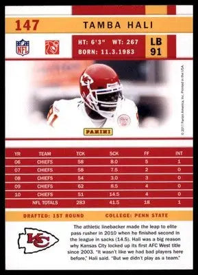 2011 Score Base Tamba Hali Kansas City Chiefs 147 - Football Card Single