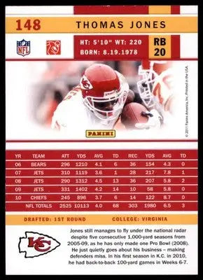 2011 Score Base Thomas Jones Kansas City Chiefs 148 - Football Card Single
