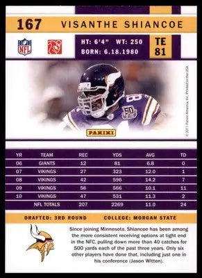 2011 Score Base Visanthe Shiancoe Minnesota Vikings 167 - Football Card Single