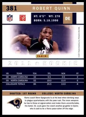 2011 Score - Glossy Base Robert Quinn Los Angeles Rams 381 RC - Football Card Single