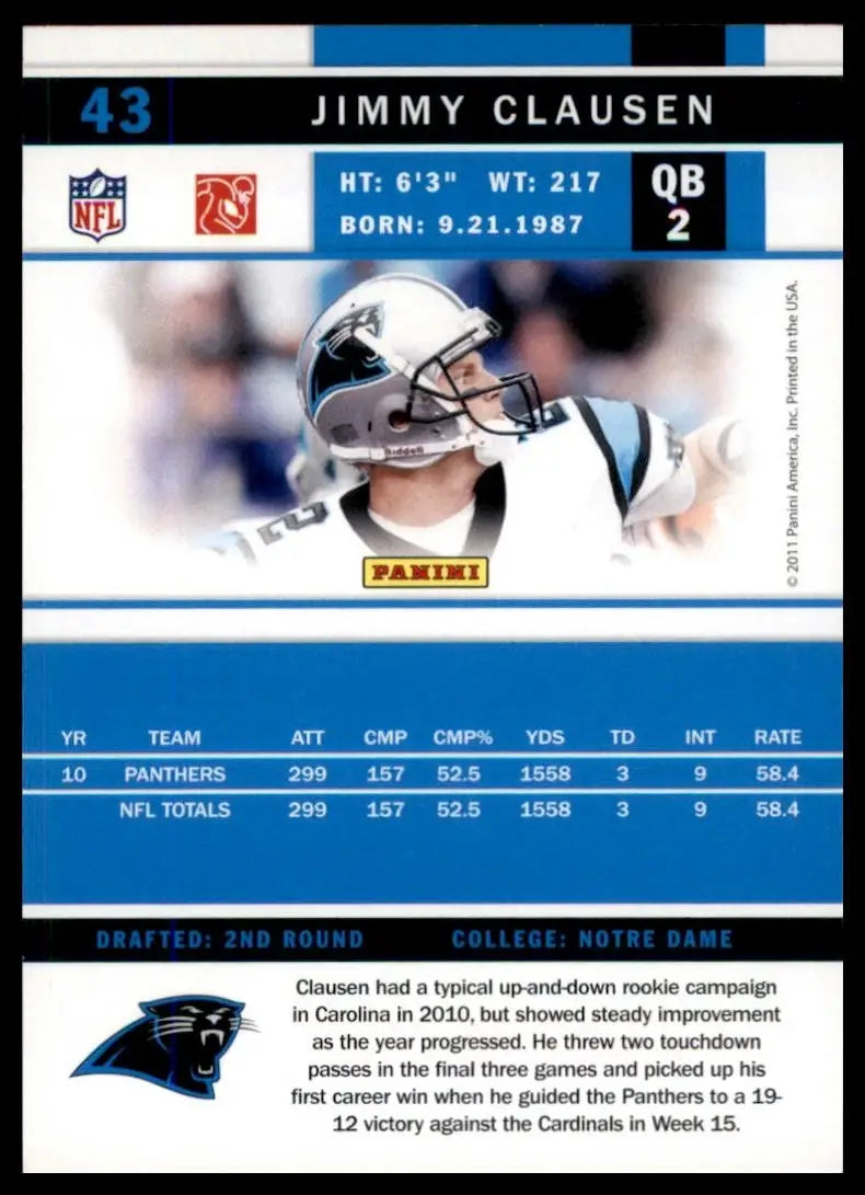 2011 Score - Jimmy Clausen #43