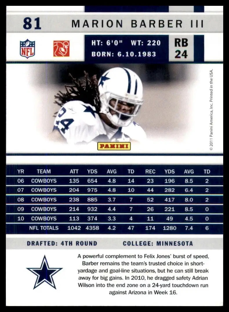 2011 Score - Marion Barber III #81