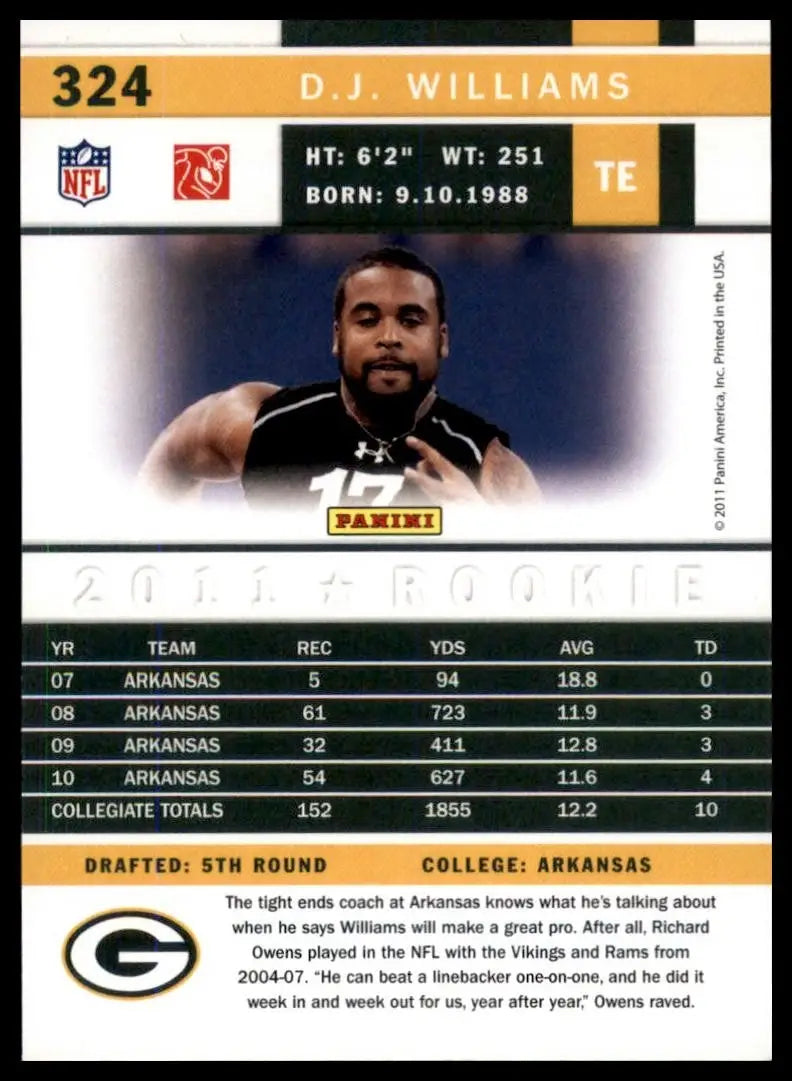 2011 Score - Rookie D.J. Williams #324 (RC)