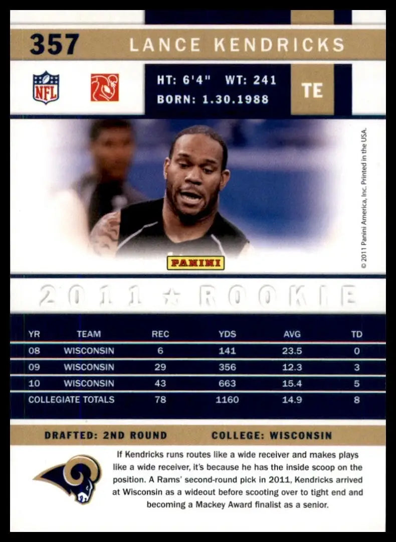 2011 Score - Rookie Lance Kendricks #357 Glossy (RC) - Football Card Single