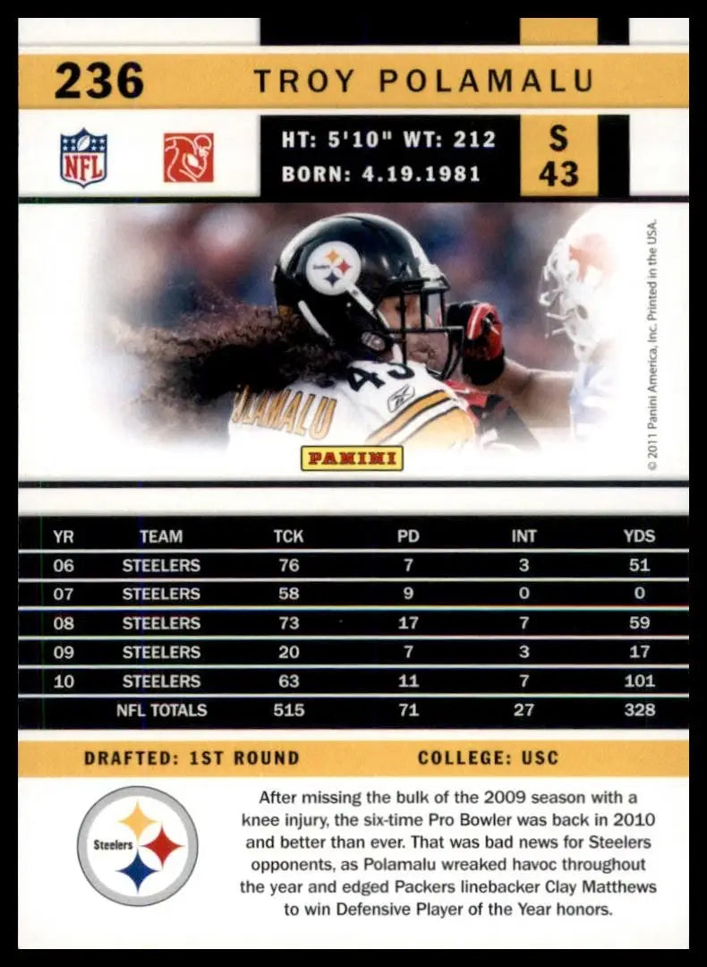 2011 Score - Troy Polamalu #236