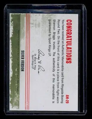 2011 Sport Kings Ringside Boxing Round 2 Shannon Briggs AV-29 Silver Version Mem