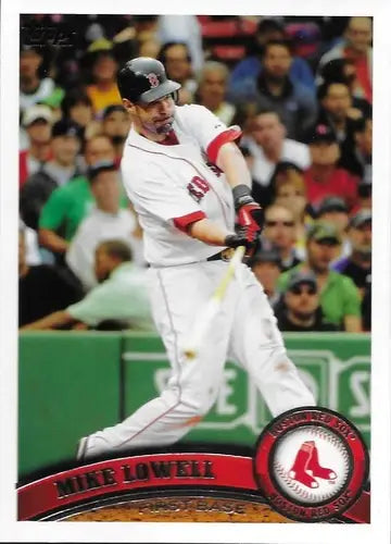 Original gloss Mike Lowell baseball card featuring Red Sox from 2011 Topps series