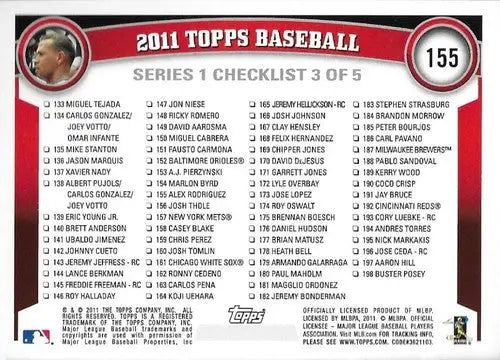 Original gloss Baseball card checklist featuring Alex Rodriguez from 2011 Topps series