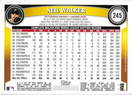 2011 Topps #245 Neil Walker NM-MT Pirates ID:73342 - Baseball Card Single
