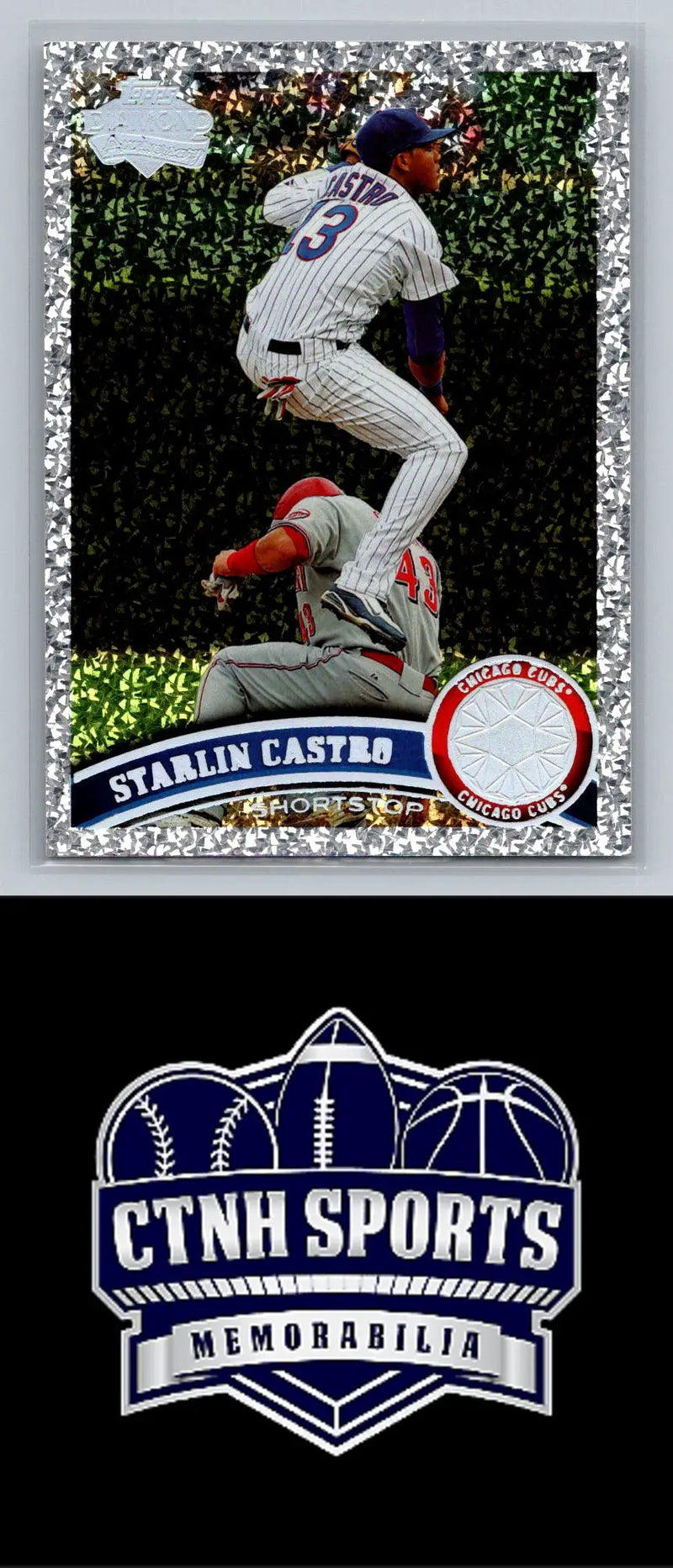 Baseball card featuring Starlin Castro Diamond Anniversary for Chicago Cubs collectors