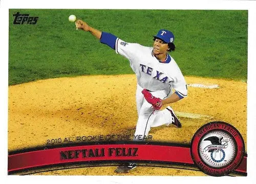 Original gloss baseball card of Neftali Feliz from 2011 Topps #26 Rangers