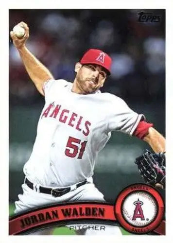 Original gloss baseball card of Jordan Walden NMMT from 2011 Topps #337 Angels