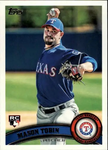 Original gloss Mason Tobin baseball card from 2011 Topps Rookie Rangers series