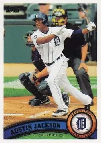 Original gloss baseball card featuring Austin Jackson NMMT from 2011 Topps Tiger series