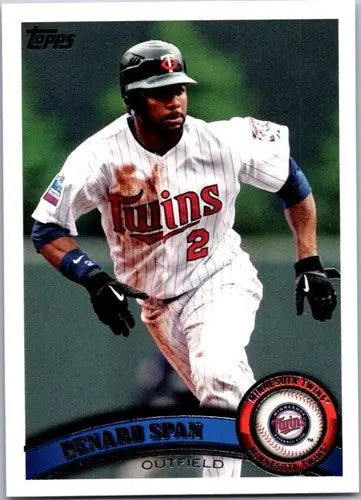 Original gloss baseball card of Denard Span NM-MT from 2011 Topps #408 Twins