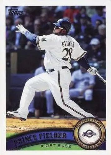 Original gloss Prince Fielder baseball card from 2011 Topps #410 NMMT Brewers