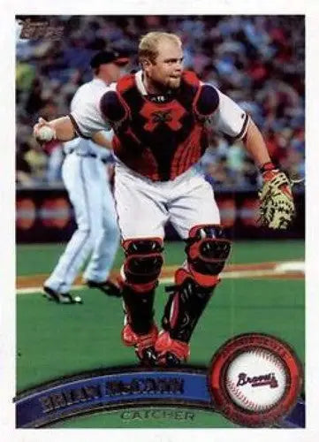 Original gloss Brian McCann NMMT baseball card from 2011 Topps #415 Braves