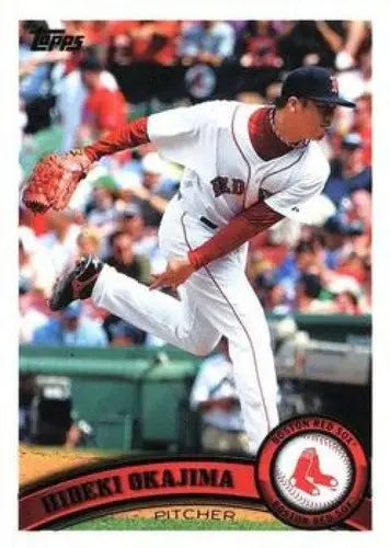 Original gloss Hideki Okajima NMMT baseball card from 2011 Topps #423 Red Sox