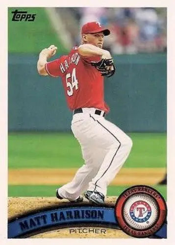 Baseball card featuring Matt Harrison with original gloss from 2011 Topps #432 NM/MT Rangers