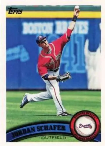 2011 Topps #437 Jordan Schafer baseball card in original gloss, NMMT condition