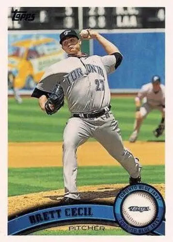 Baseball card featuring Brett Cecil NMMT from 2011 Topps Blue Jays series