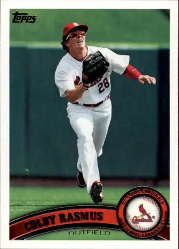 Colby Rasmus baseball card with original gloss from 2011 Topps #448 NM-MT Cardinals