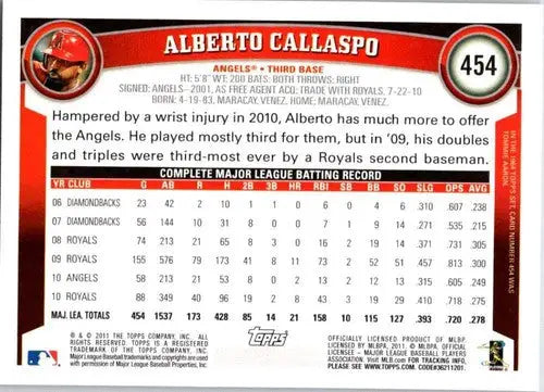 2011 Topps #454 Alberto Callaspo NM-MT Angels ID:71726 - Baseball Card Single