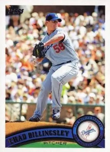 Baseball card of Chad Billingsley NMMT Dodgers with original gloss in 2011 Topps
