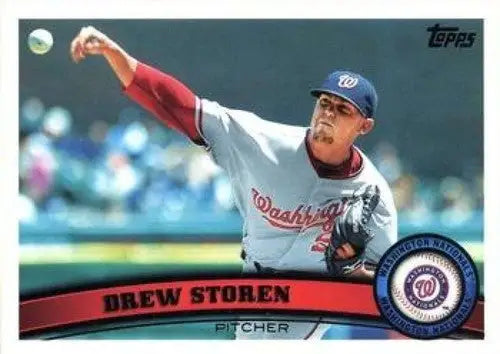 Drew Storen NMMT baseball card from 2011 Topps #494 Nationals, unique collectible