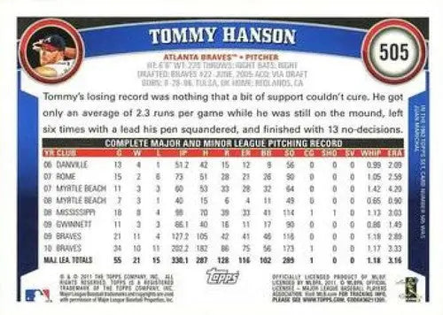 2011 Topps #505 Tommy Hanson NMMT Braves ID:7359 - Baseball Card Single