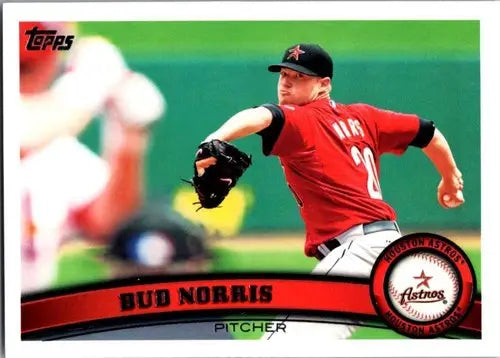 Baseball card of Bud Norris with original gloss from 2011 Topps #534 Astros