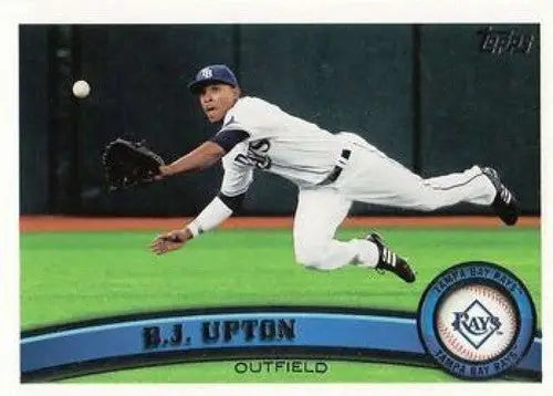 Baseball card of B.J. Upton in 2011 Topps #556 with original gloss and Upton NMMT
