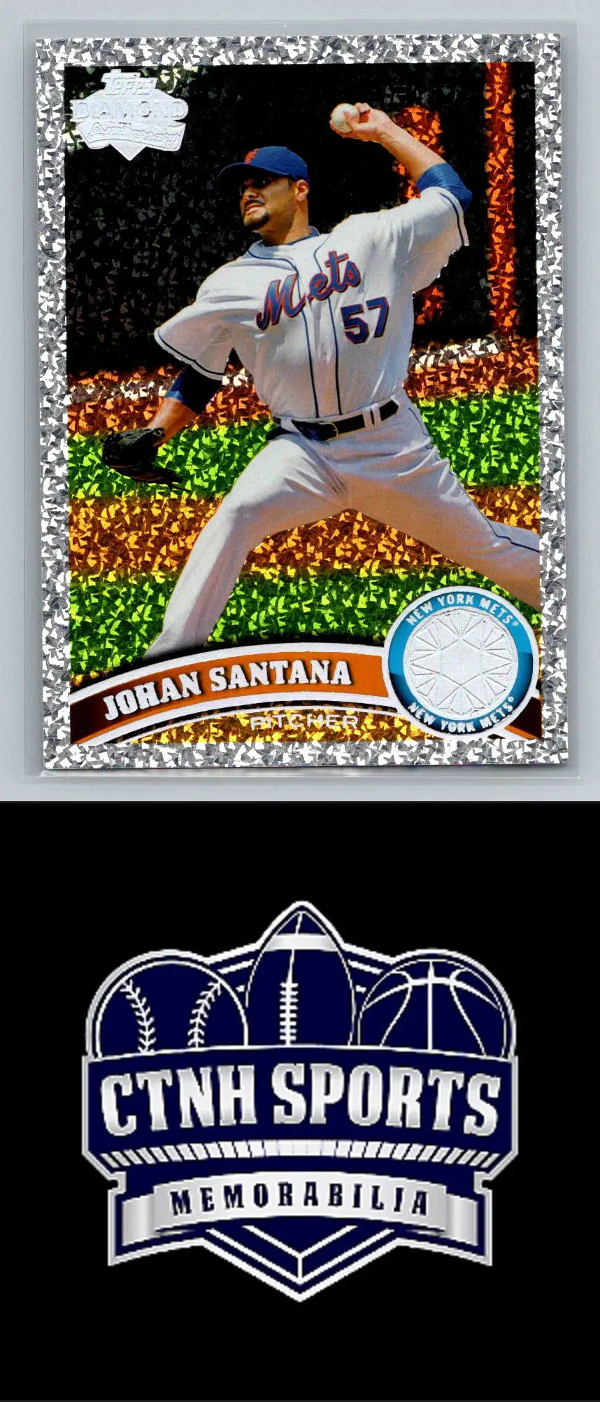 Johan Santana Diamond Anniversary baseball card from 2011 Topps New York Mets