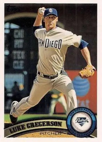 Original gloss baseball card of Luke Gregerson NMNT from 2011 Topps Padres series