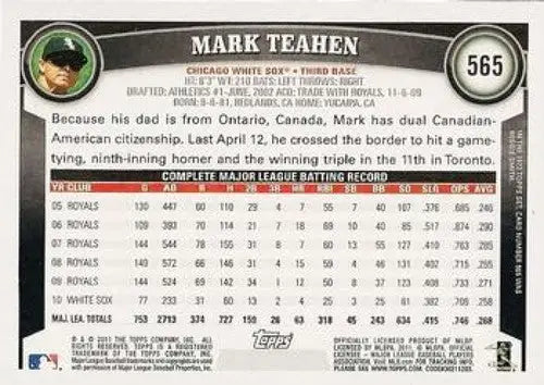 2011 Topps Mark Teahen NMMT baseball card with original gloss from White Sox series