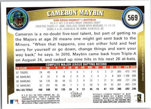 2011 Topps #569 Cameron Maybin NM-MT Padres ID:72520 - Baseball Card Single