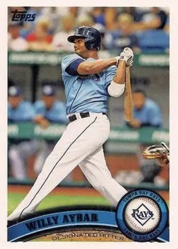 Baseball card featuring Willy Aybar with original gloss from 2011 Topps #578 Rays